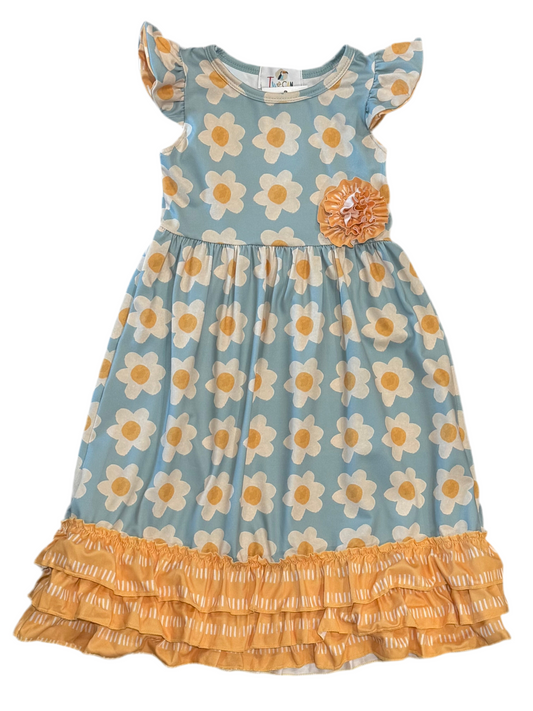 Spring Daisies Ruffle Maxi Dress