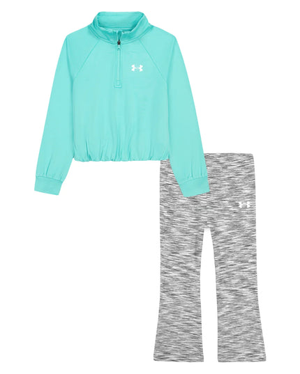 UA Quarter Zip Bubble Pullover Flare Set | Neon Turquoise