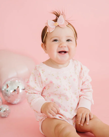 Pink Rose Long Sleeve Romper