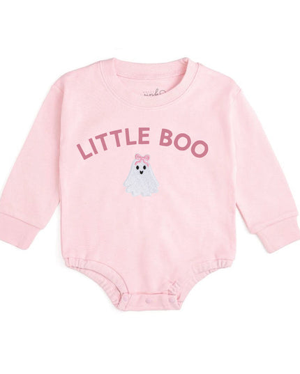 Little Boo Patch Halloween Long Sleeve Romper