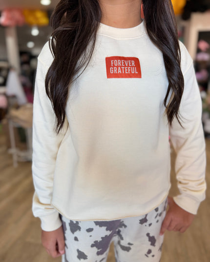 Forever Grateful Back Graphic Sweatshirt | Eggnog