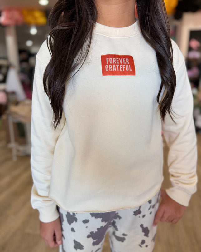 Forever Grateful Back Graphic Sweatshirt | Eggnog