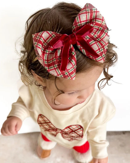 Christmas Plaid Layered Bow Baby Headband