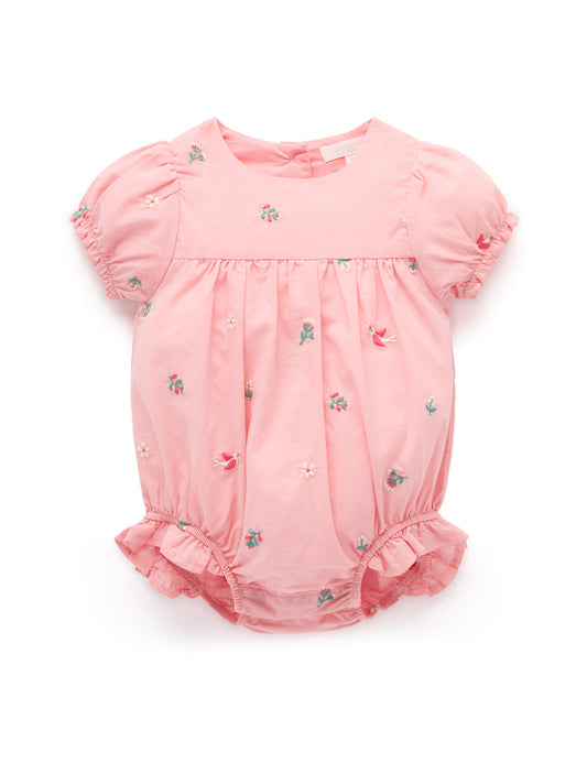 Pink Ruffled Embroidered Bodysuit