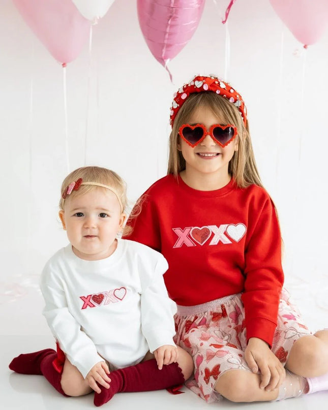 XOXO Sequin Patch Long Sleeve Romper