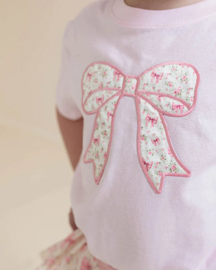 Ditsy Floral Bow Patch Short Sleeve T-Shirt