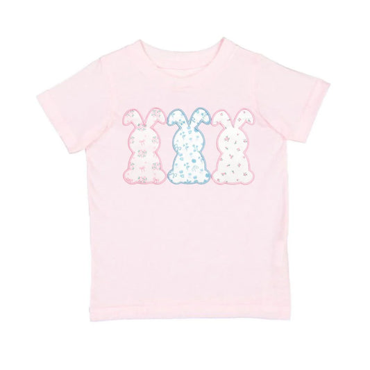 Floral Bunny Patch Tee | Light Pink