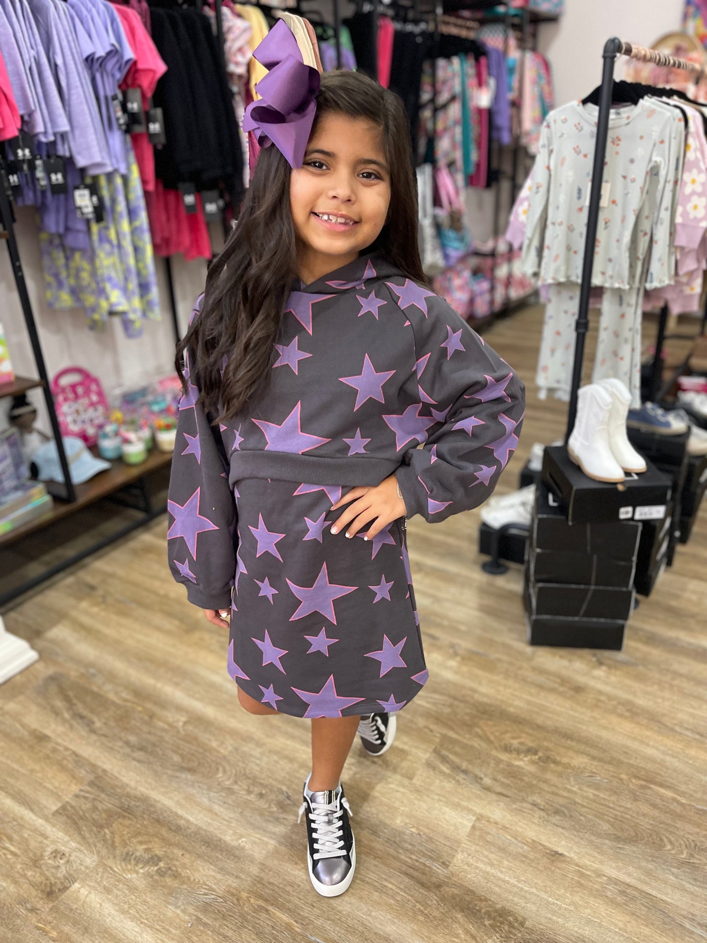 All Over Stars Hoodie Dress