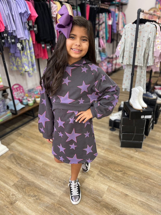 All Over Stars Hoodie Dress