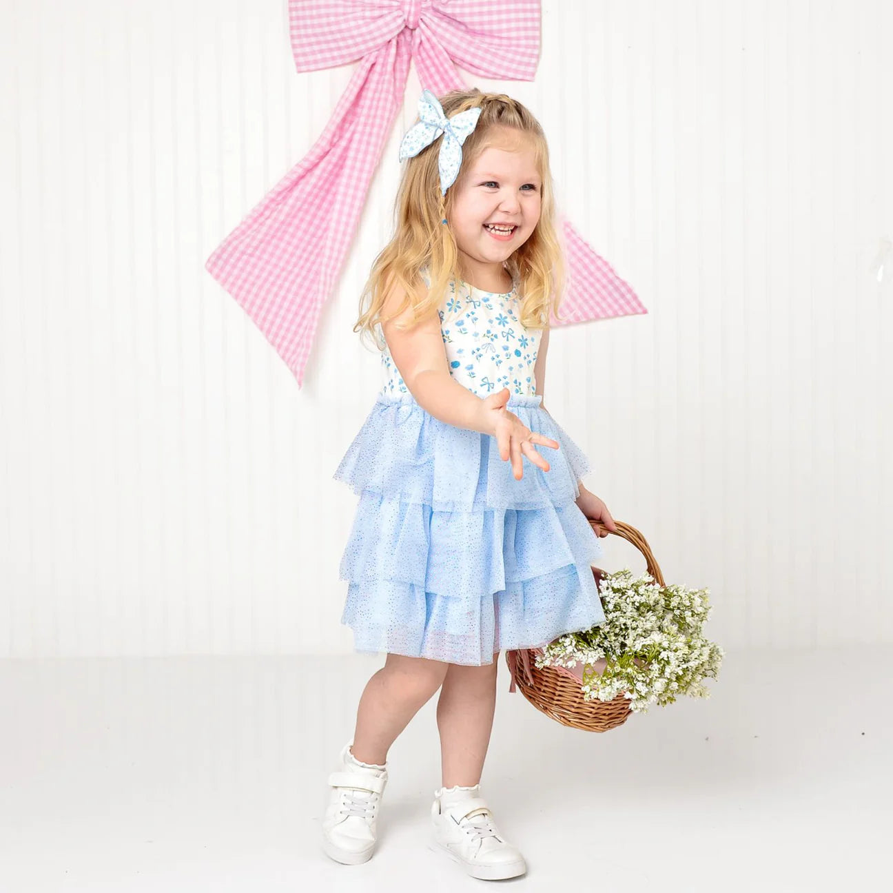 Tank Tutu Floral Ruffled Dress | Sky Blue