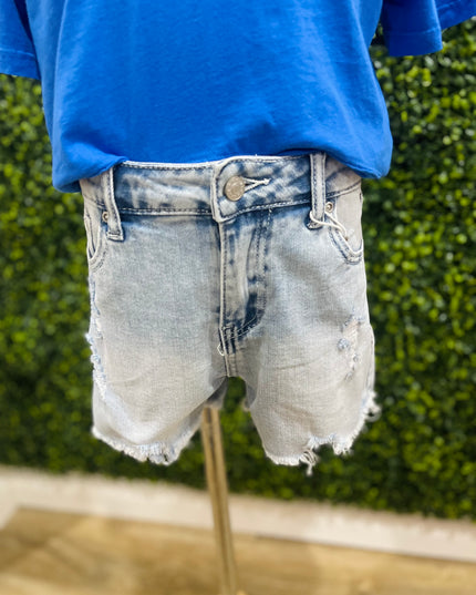 Distressed Fray Hem Denim Shorts | Light Indigo