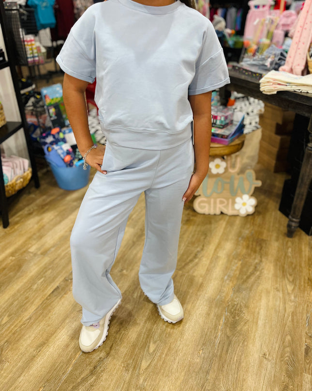French Terry Roll-Up Sleeve Top | Saltwater Taffy