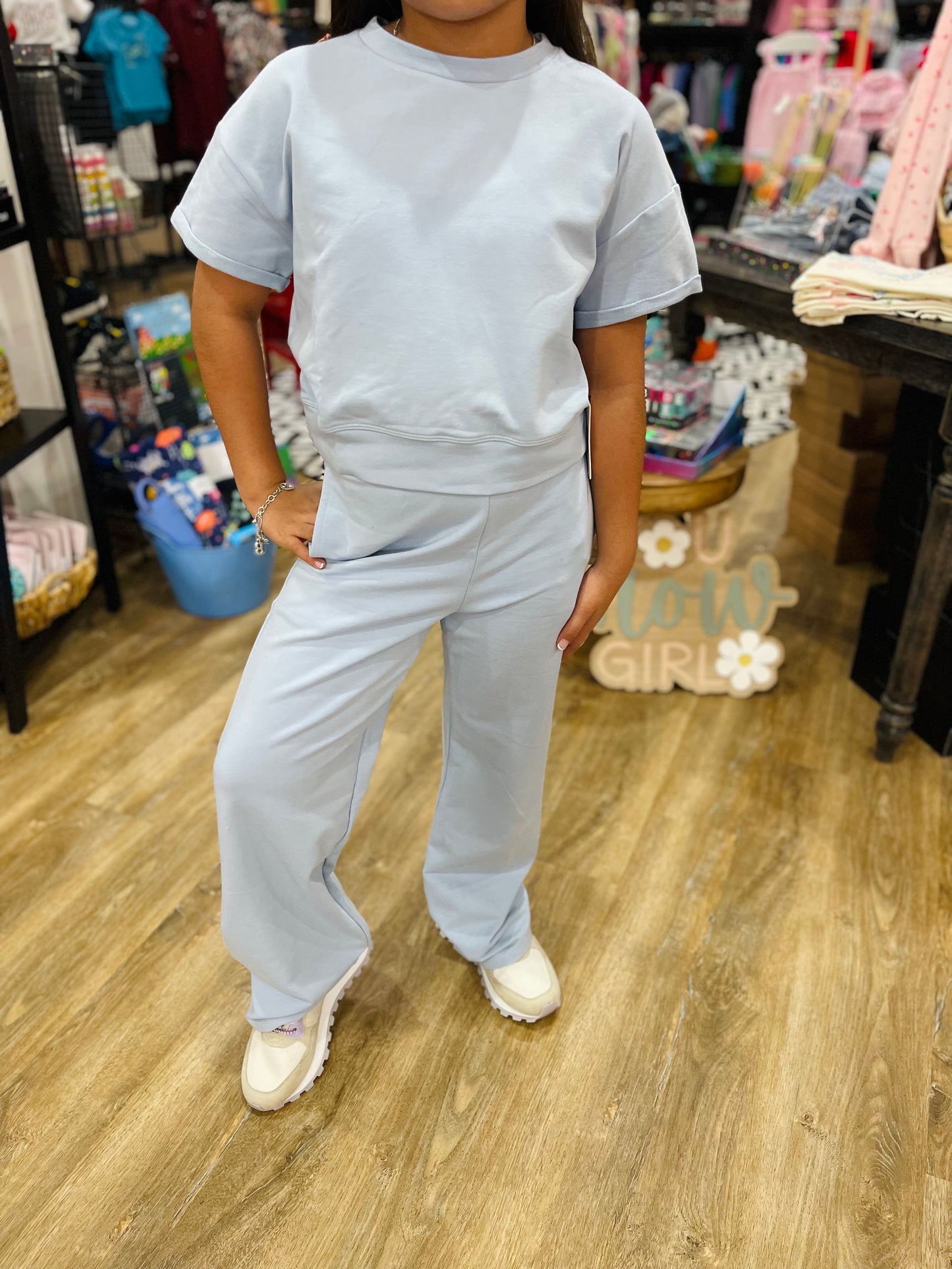 French Terry Roll-Up Sleeve Top | Saltwater Taffy