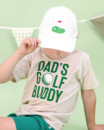 Golf Tee Front Flag Patch Hat | White