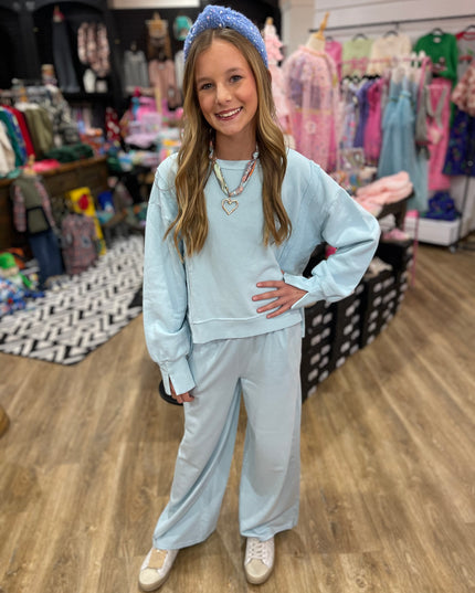 Cotton Fleece Boxy Hi-Lo Contract Pullover | Calypso Blue