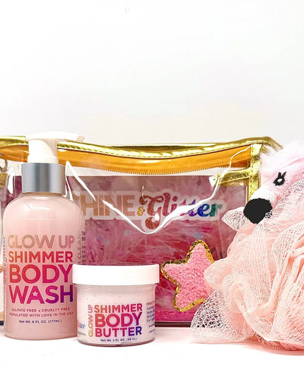 Flamingo Glow Holiday Shimmer Bath and Body Set