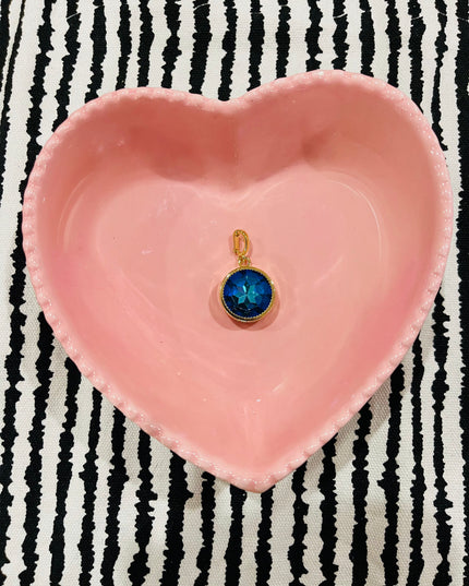 Iridescent Blue Circular Gem Charm