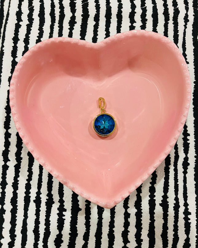 Iridescent Blue Circular Gem Charm