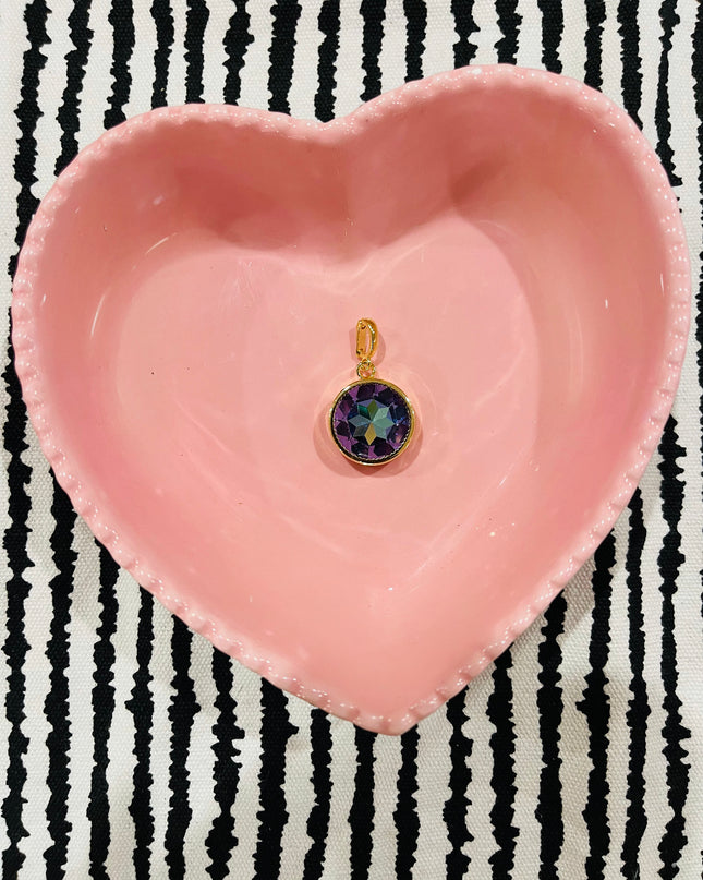 Iridescent Purple Circular Gem Charm