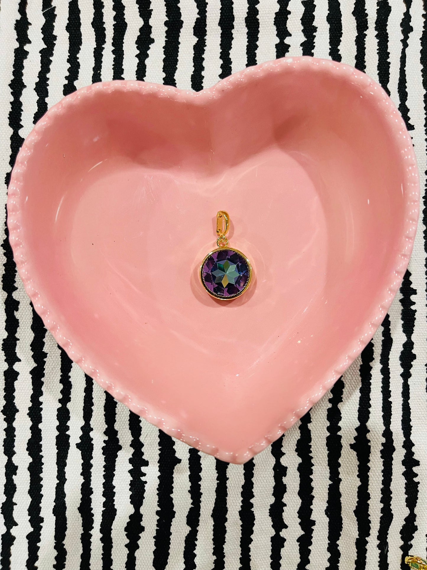 Iridescent Purple Circular Gem Charm