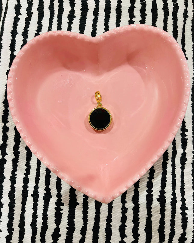 Black Circular Gem Charm