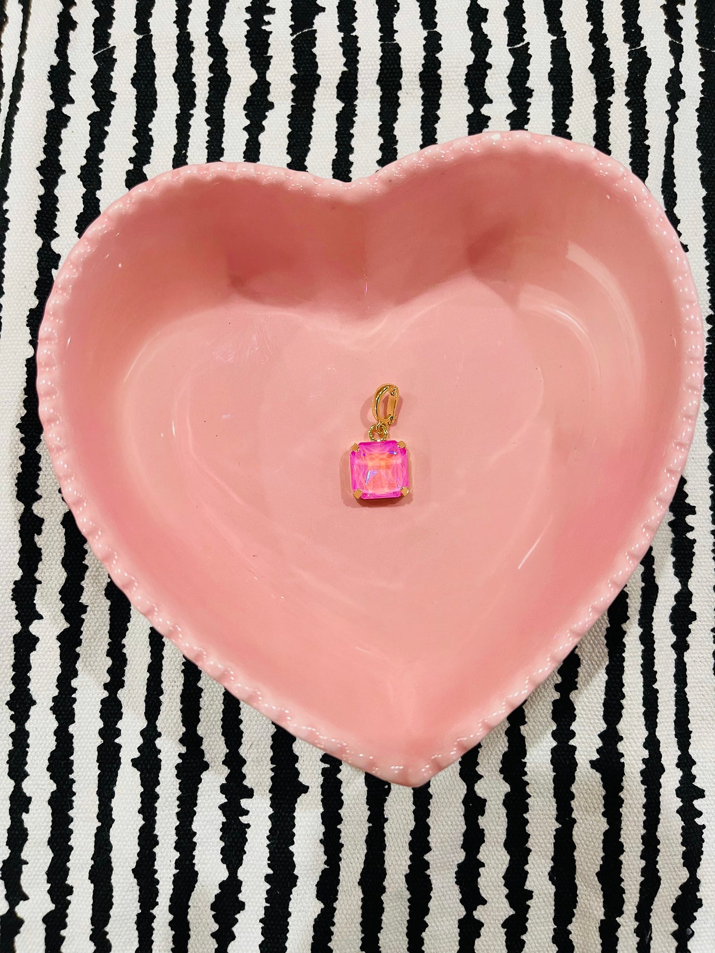 Neon Pink Square Gem Charm