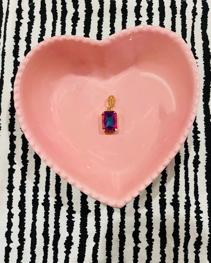 Rectangular Fuchsia Gem Charm