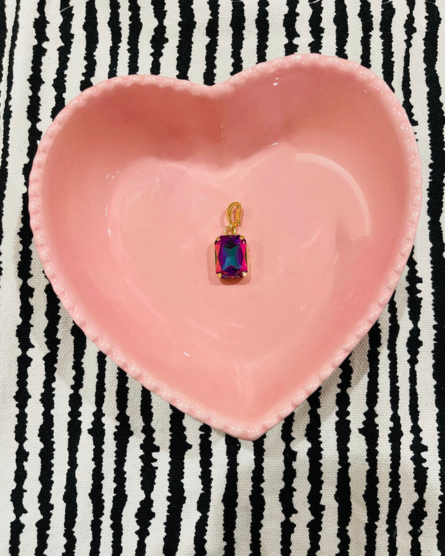 Rectangular Fuchsia Gem Charm