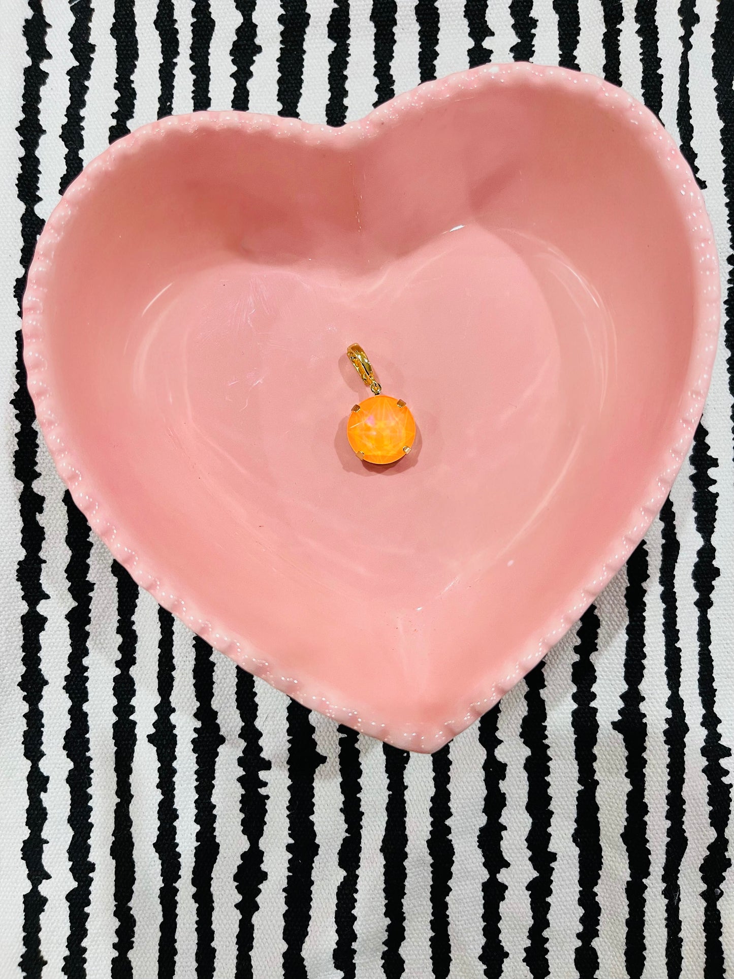 Small Neon Orange Circular Gem Charm
