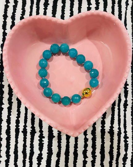 Chunky Beaded Magnetic Bracelet | Teal