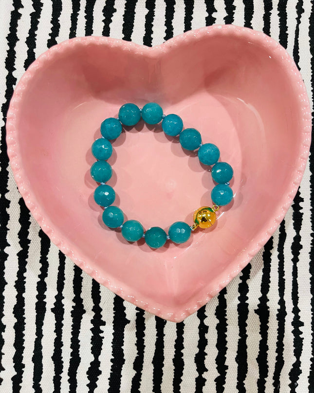 Chunky Beaded Magnetic Bracelet | Teal