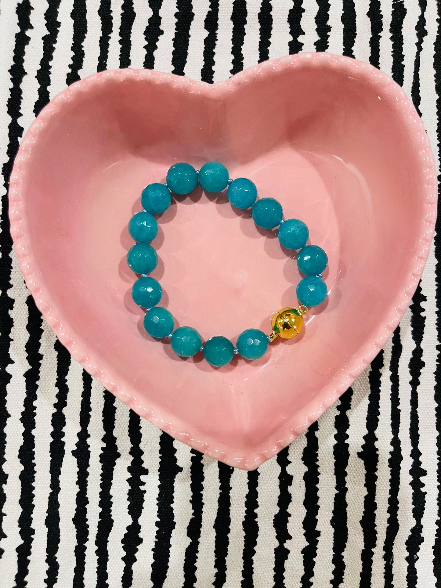 Chunky Beaded Magnetic Bracelet | Teal