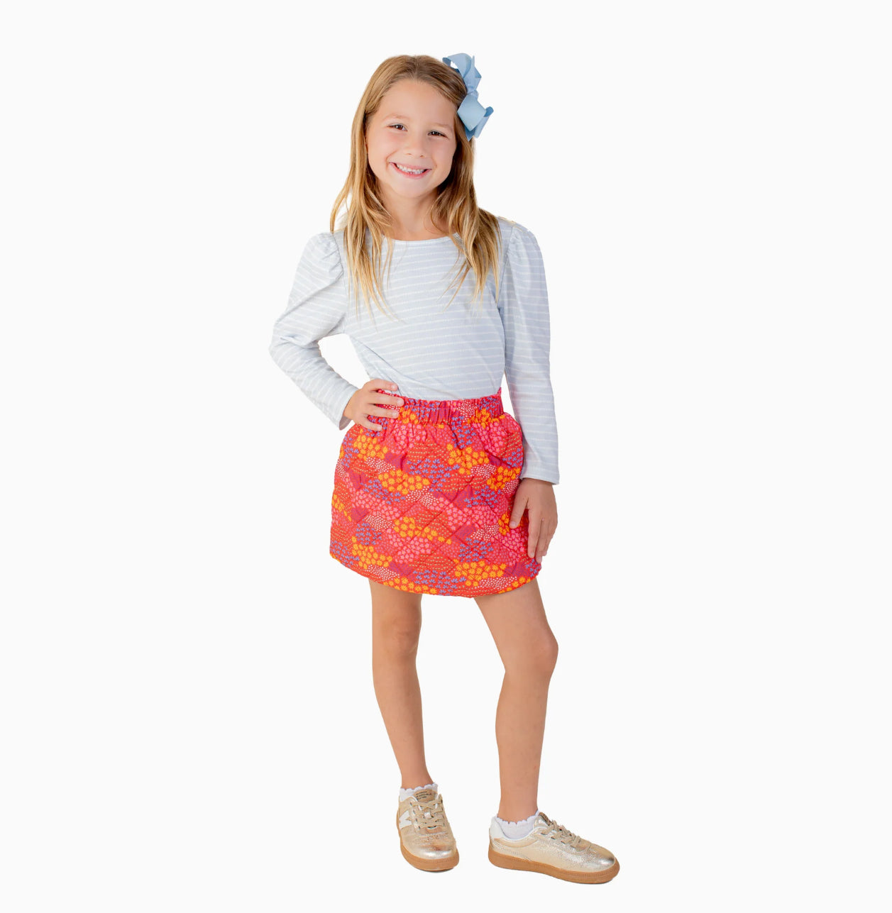 Quilted Skirt | Red Floral
