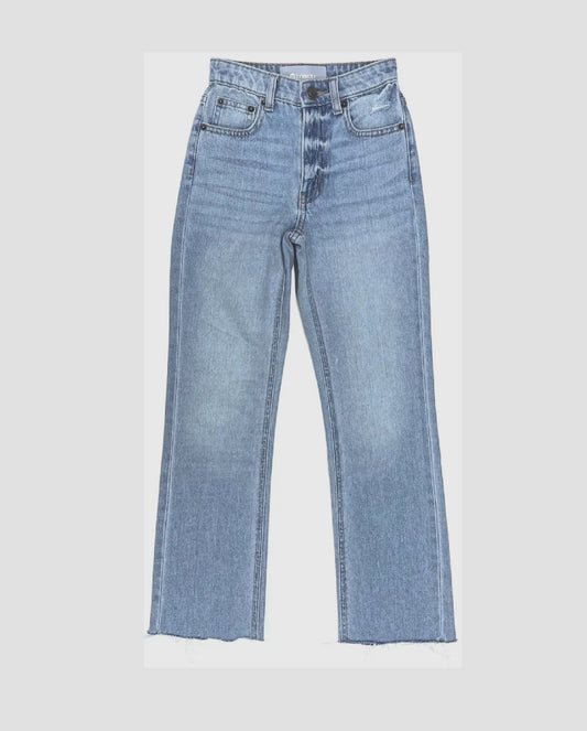 Straight Crop Jeans With Fray Hem