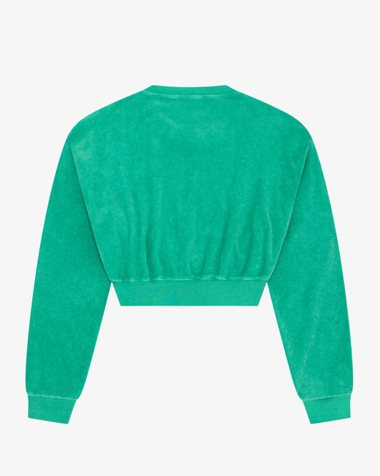 Terry Cloth Cropped Sweatshirt | Emerald