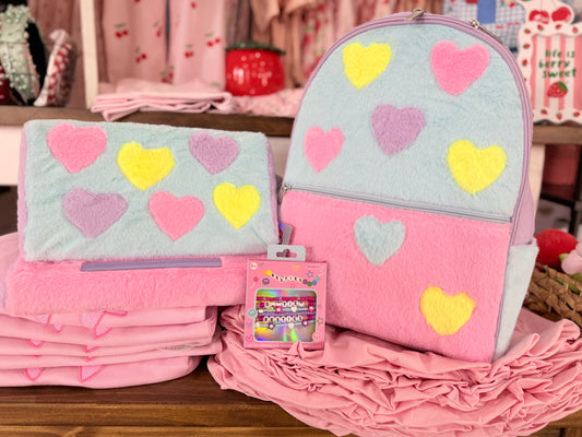 Hearts Color Block Small Backpack