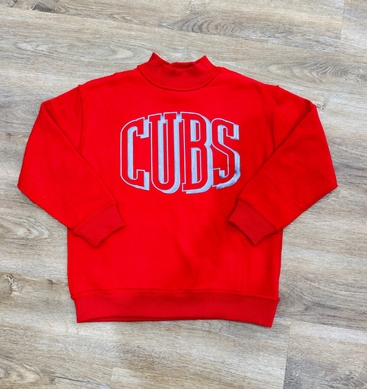 Mock Neck Metallic Puff Sweatshirt | Cubs