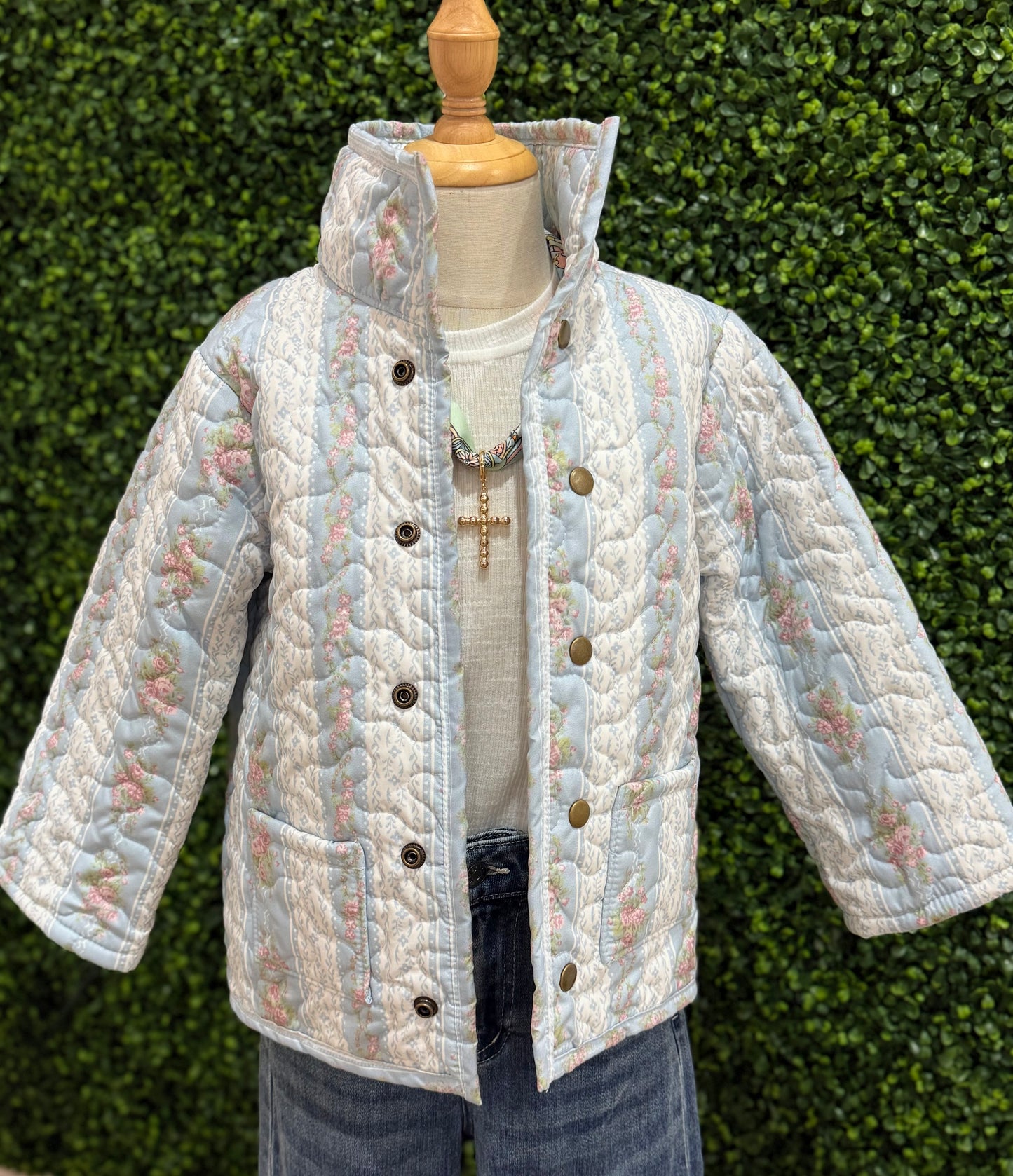 Bella Floral Stripe Quilted Snap Jacket