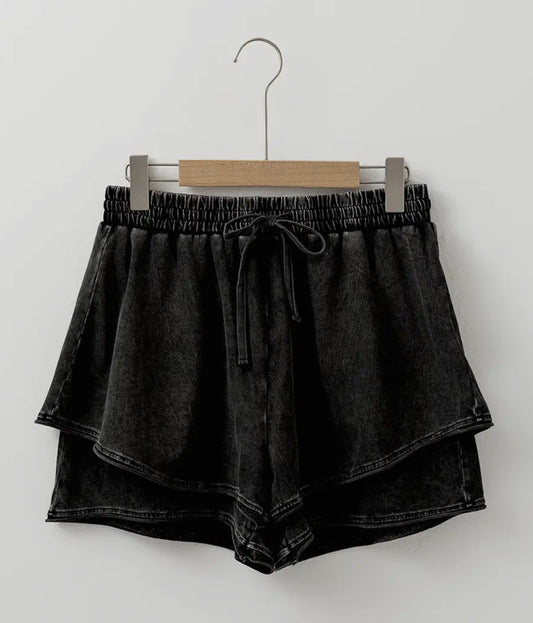 Mineral Wash French Terry High Waist Shorts