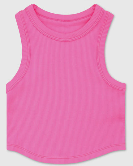 Bright Pink Cropped Racer Back Tank