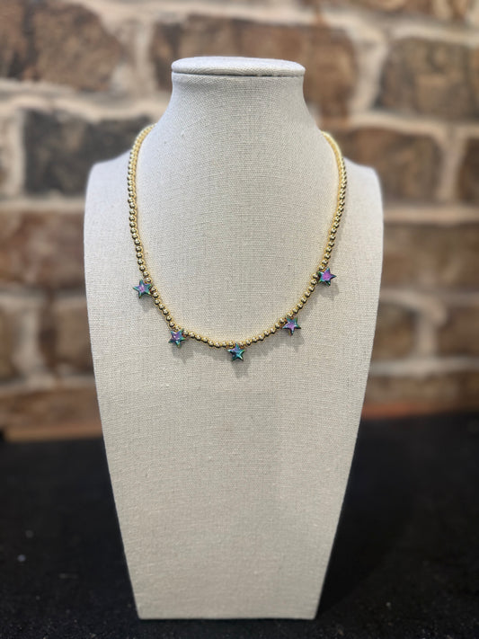 Rainbow Metallic Star Necklace