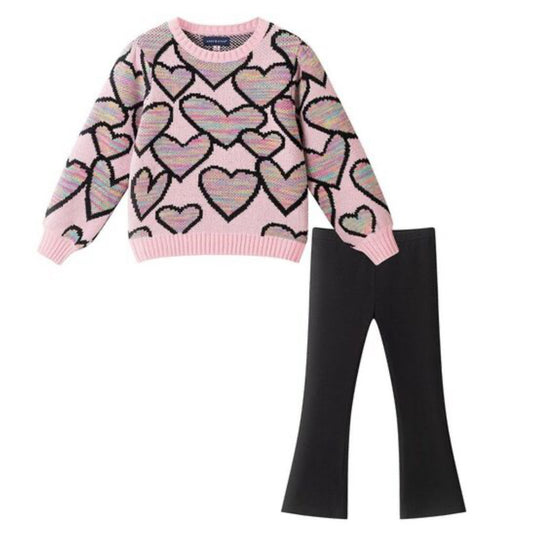 All Over Heart Sweater With Leggings