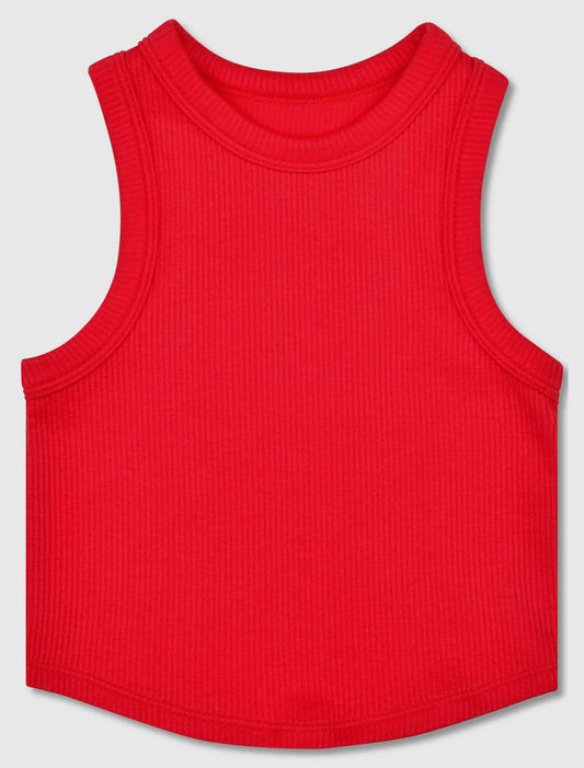 Cherry Red Cropped Ribbed Racerback Tank