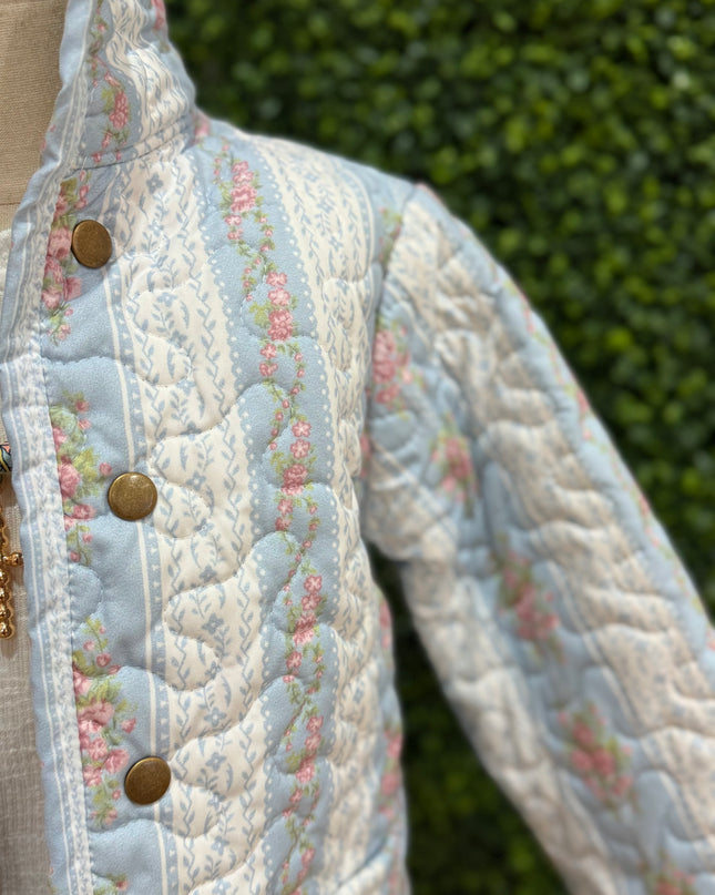 Bella Floral Stripe Quilted Snap Jacket
