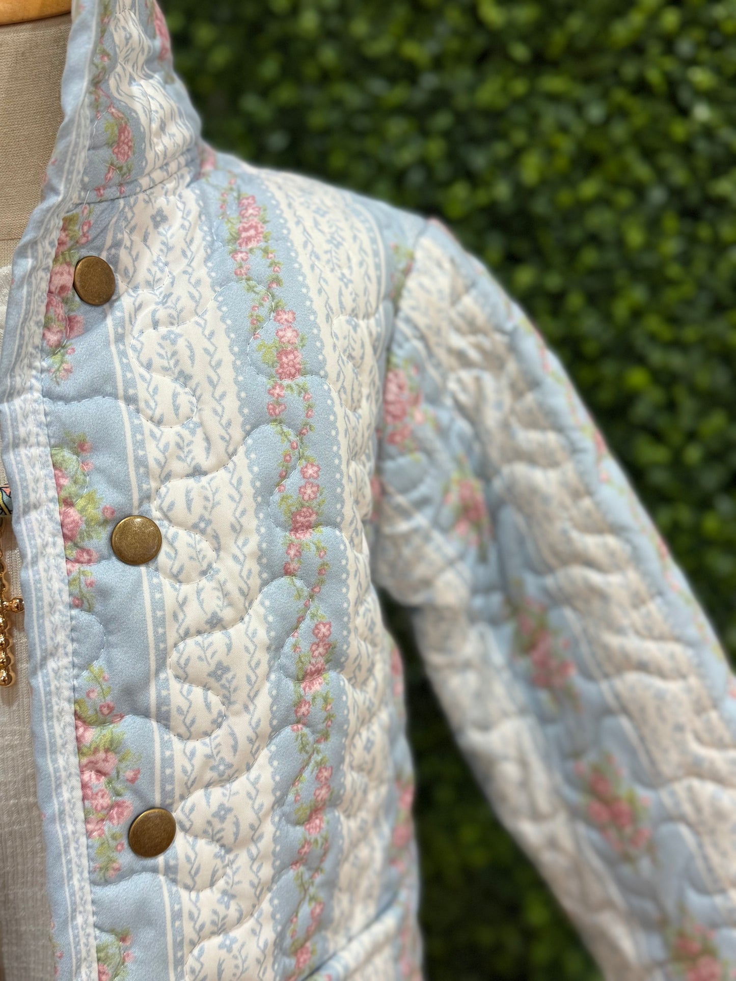 Bella Floral Stripe Quilted Snap Jacket