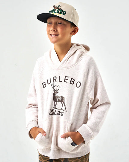 Youth Fleece Hoodie - Whitetail Deer - Heather Oatmeal