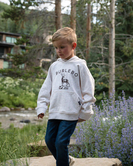 Youth Fleece Hoodie - Whitetail Deer - Heather Oatmeal