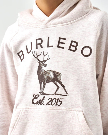 Youth Fleece Hoodie - Whitetail Deer - Heather Oatmeal