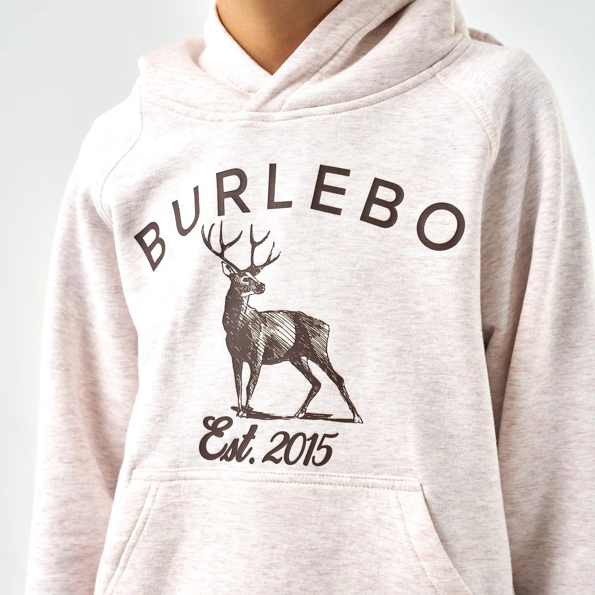 Youth Fleece Hoodie - Whitetail Deer - Heather Oatmeal