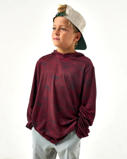 Youth Performance Hoodie - Maroon Texas Camo